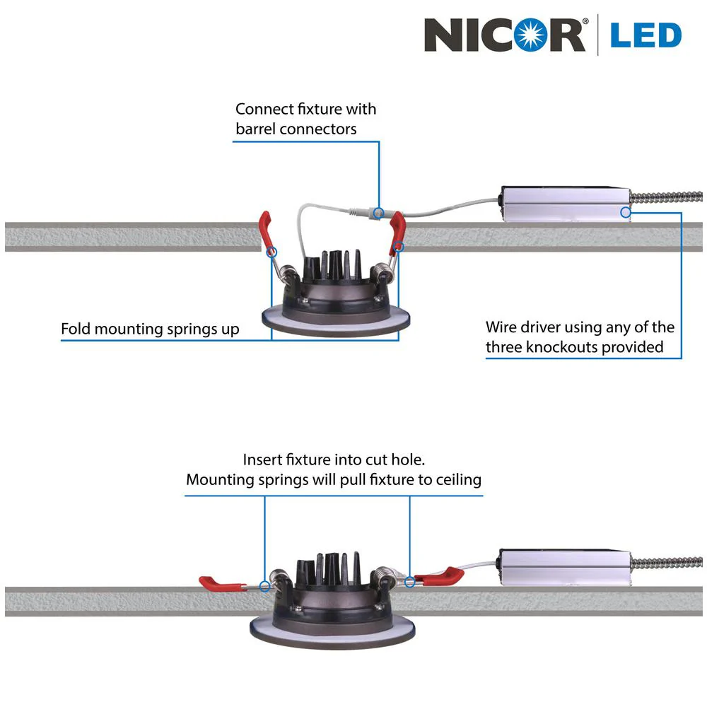 NICOR 3-inch LED Gimbal Recessed Downlight in Nickel, 2700K - Image 4