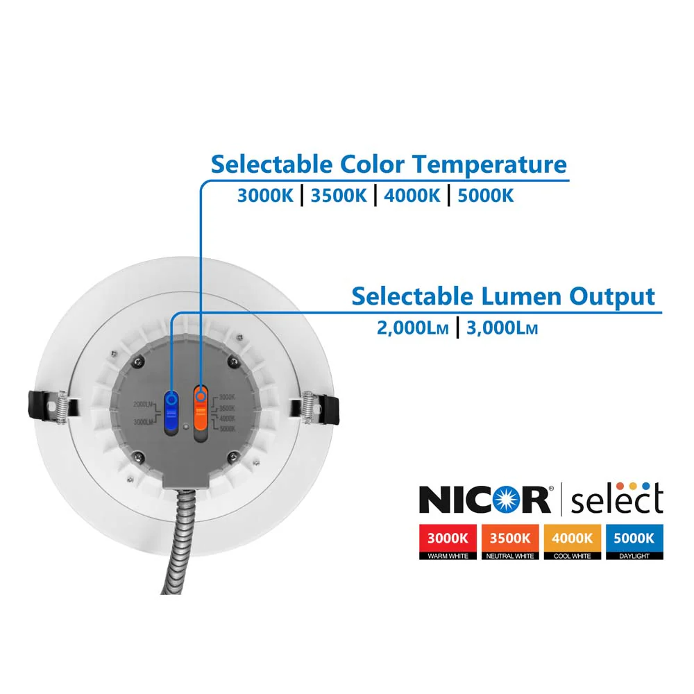 Nicor CLR-Select 8-inch Black H/O Commercial Canless LED Downlight Kit - Image 3