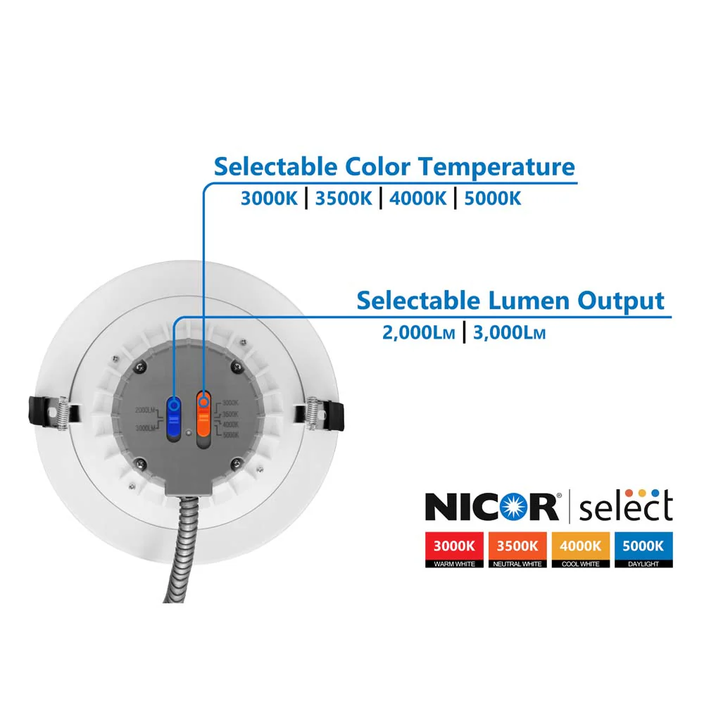 Nicor CLR-Select 8-inch White H/O Commercial Canless LED Downlight Kit - Image 3