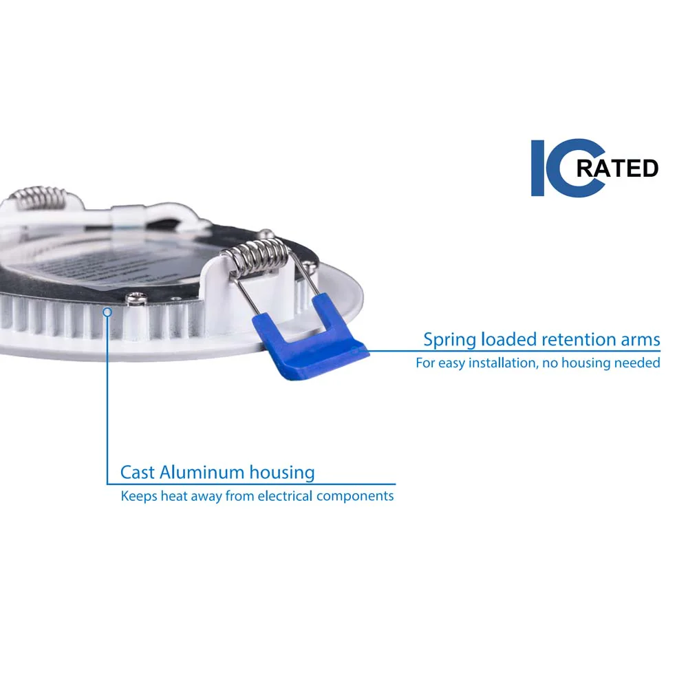 NICOR DLE3 Series 3 in. Round White Flat Panel LED Downlight in 2700K - Image 3