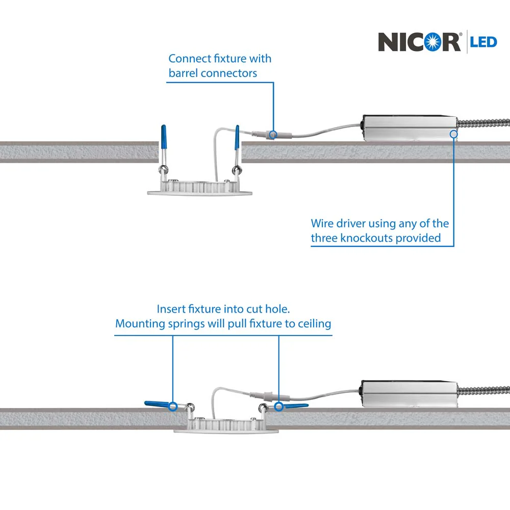 NICOR DLE3 Series 3 in. Round White Flat Panel LED Downlight in 2700K - Image 5