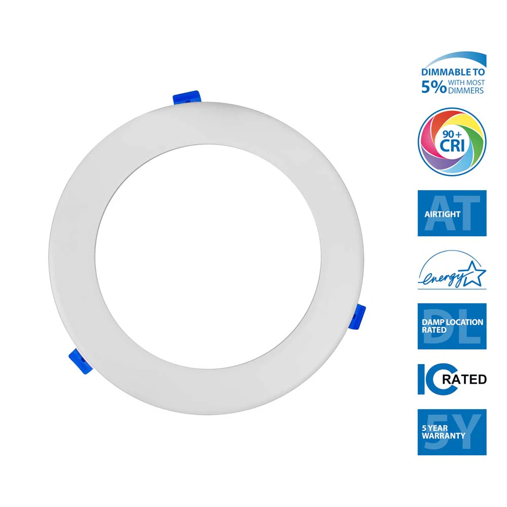 NICOR DLE8 Series 8 in. Round White Flat Panel LED Downlight in 3000K - Image 3