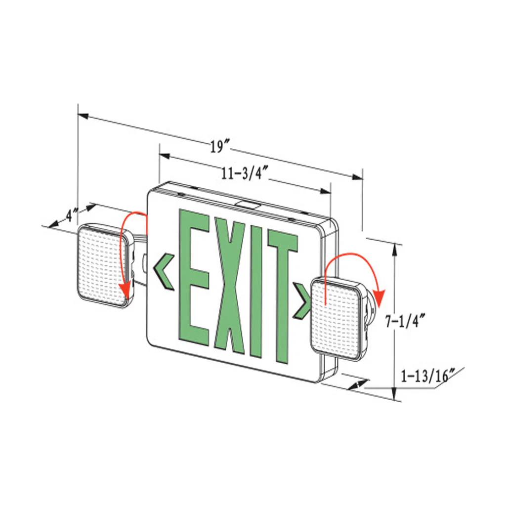 Nicor ECL3 Self-Diagnostic LED Emergency Exit Sign Combo Green Lettering - Image 2