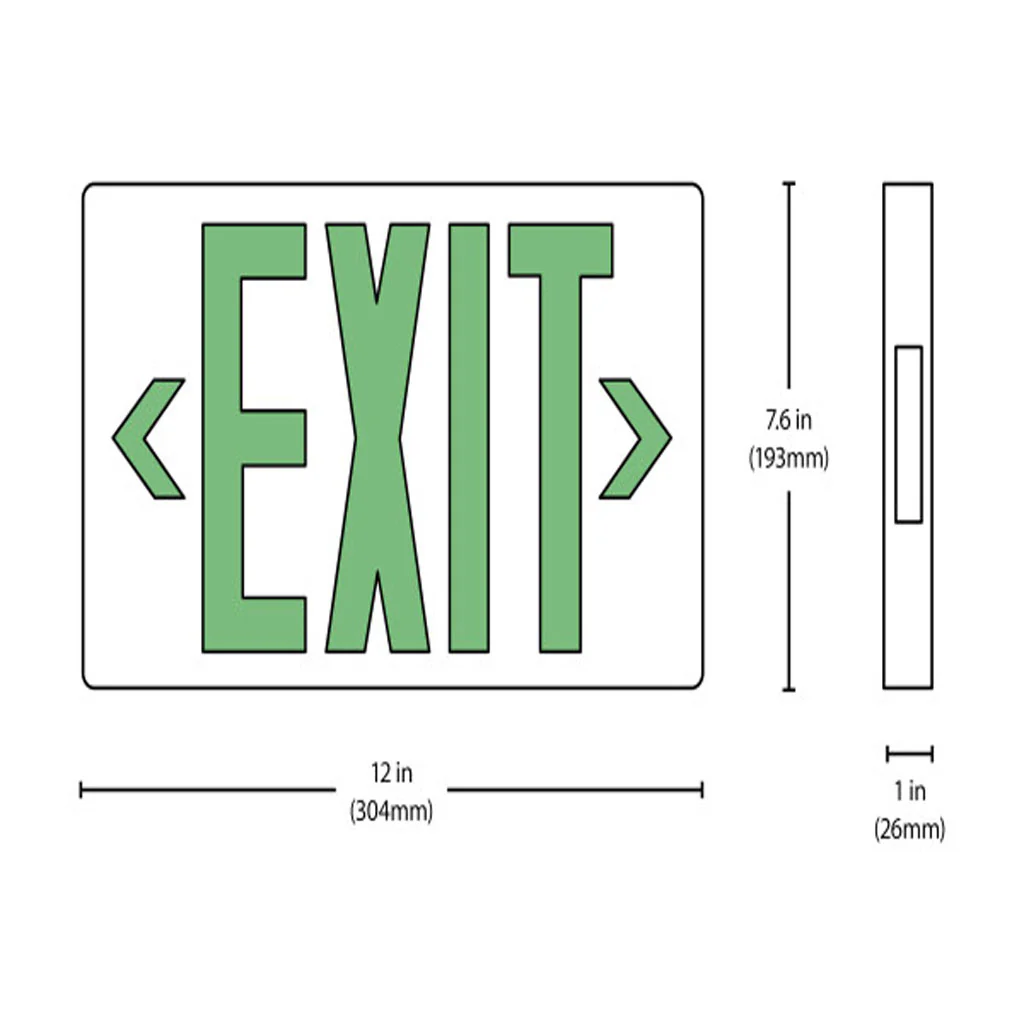 Nicor EXL4 Series LED Emergency Exit Sign Green Lettering - Image 2
