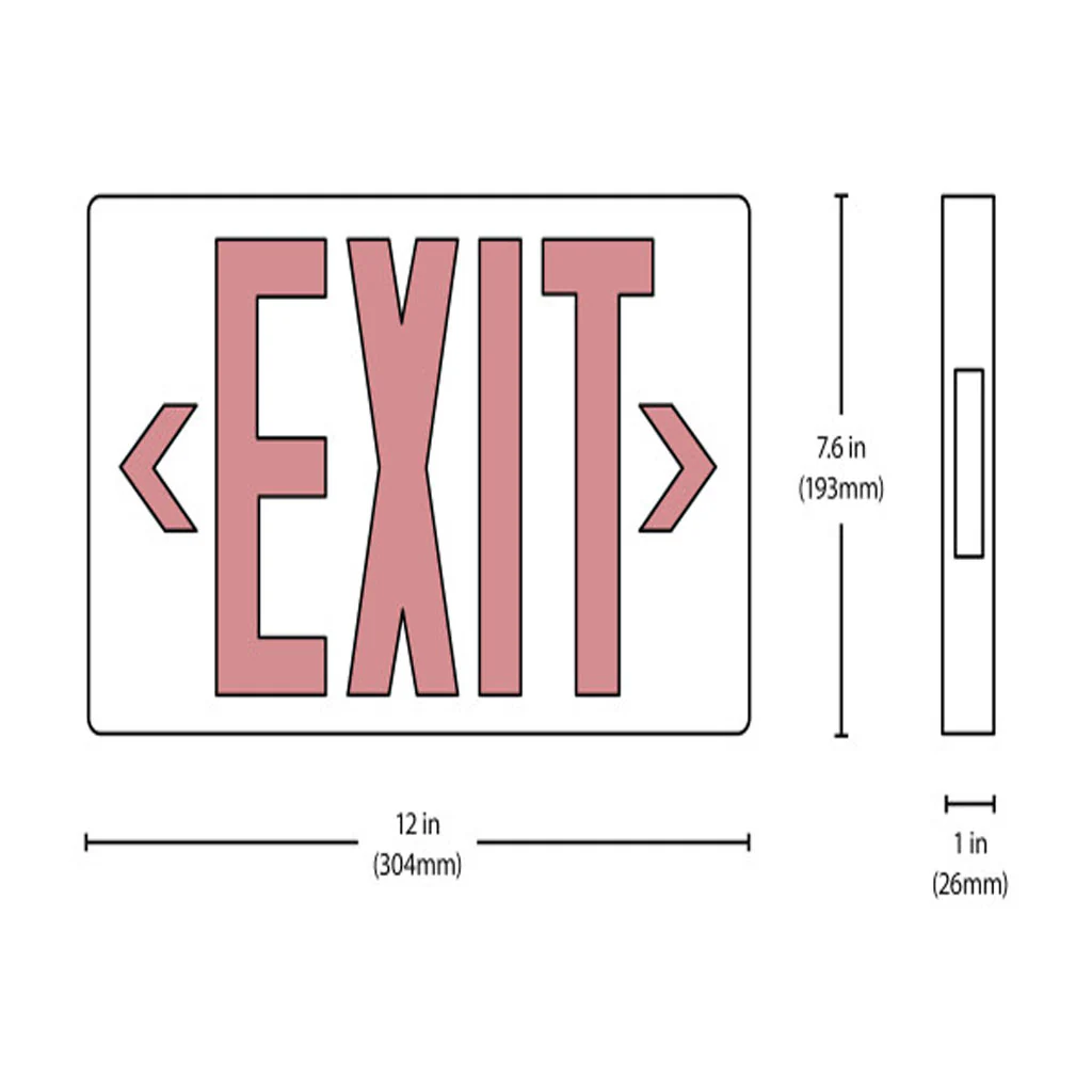 Nicor EXL4 Series LED Emergency Exit Sign Red Lettering - Image 2