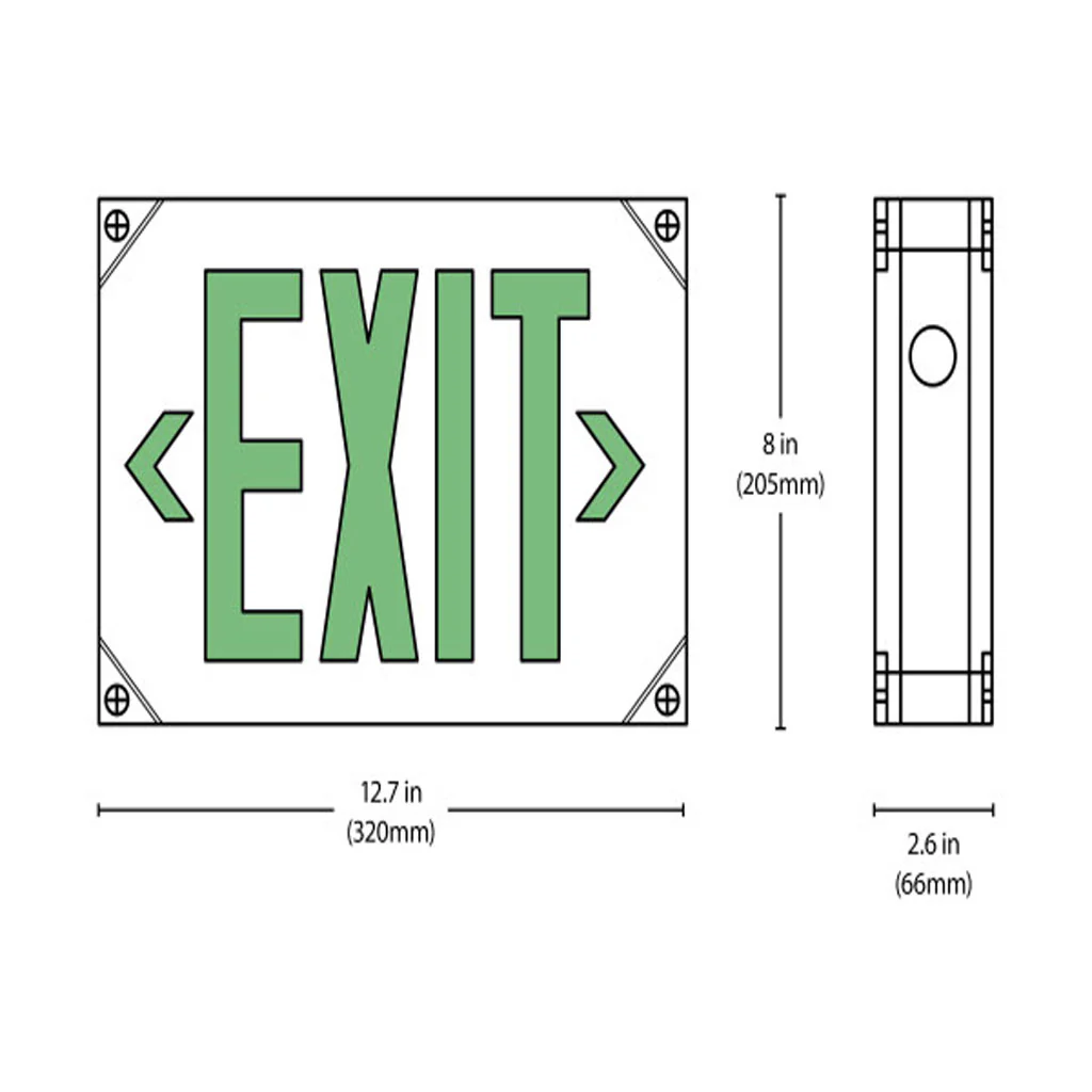 Nicor EXL5 Series LED Outdoor Emergency Exit Sign Green Lettering - Image 2