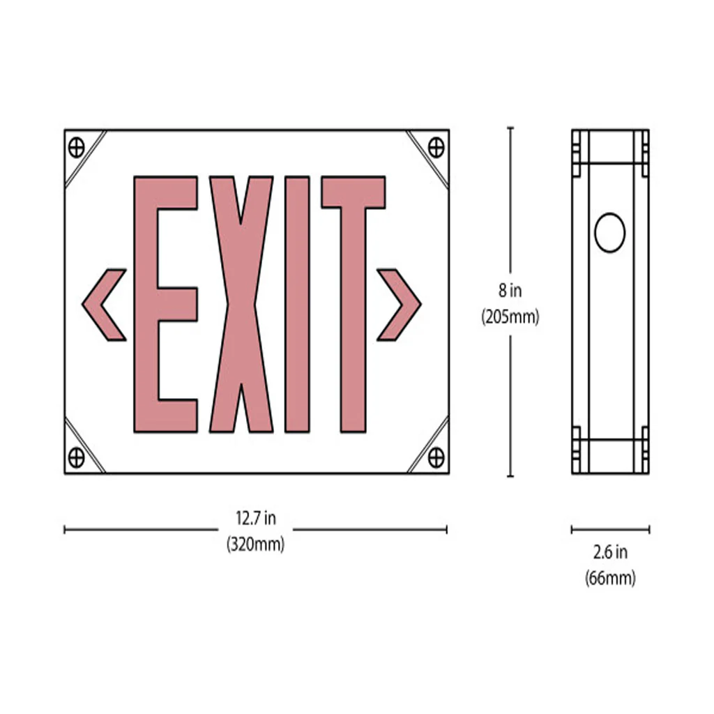 Nicor EXL5 Series LED Outdoor Emergency Exit Sign Red Lettering - Image 2