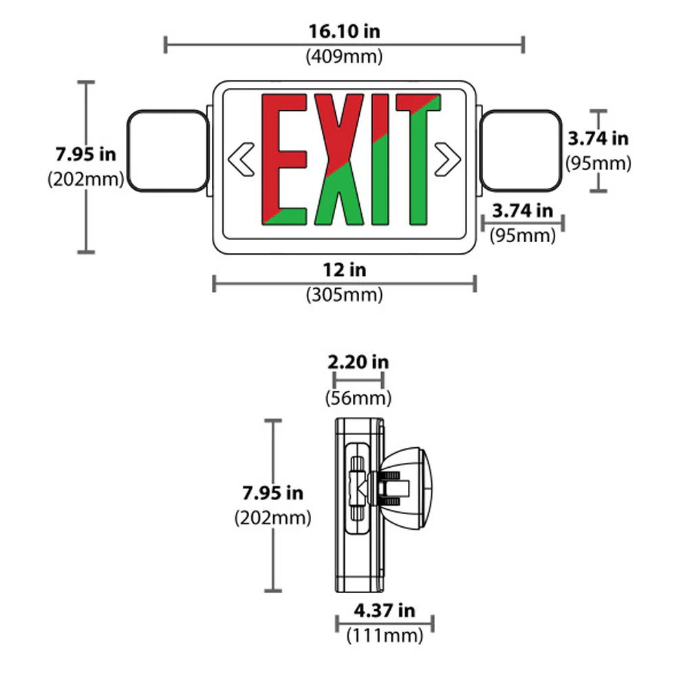 NICOR LED Emergency Exit Sign Color Combo - Image 2