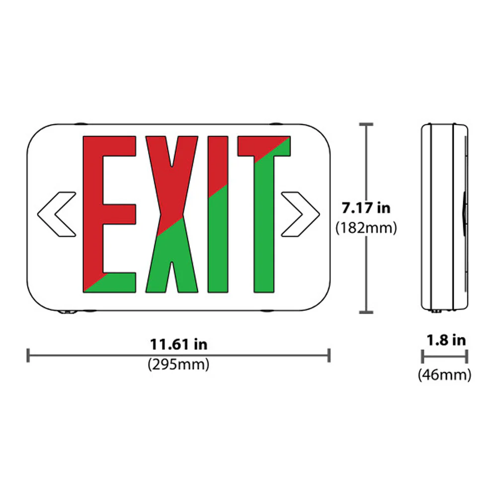 NICOR LED Emergency Exit Sign Color Selectable RED/GREEN - Image 2