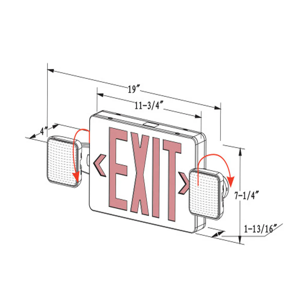 Nicor Self-Diagnostic LED Emergency Exit Sign Combo Remote Capable Red Lettering - Image 2