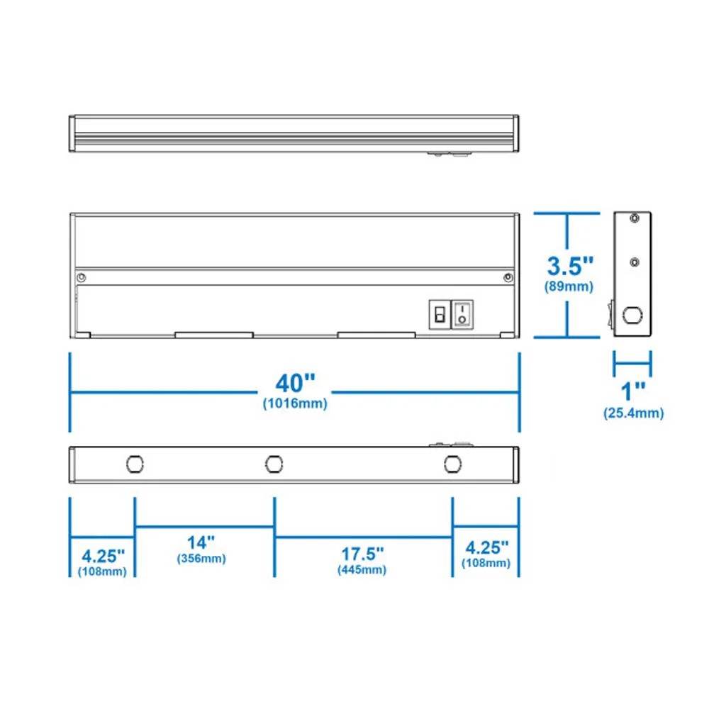 NUC-5 Series 40-inch Nickel Selectable LED Under Cabinet Light - Image 2