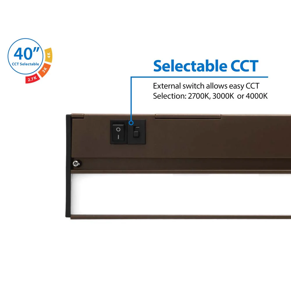 NUC-5 Series 40-inch Oil Rubbed Bronze Selectable LED Under Cabinet Light - Image 2