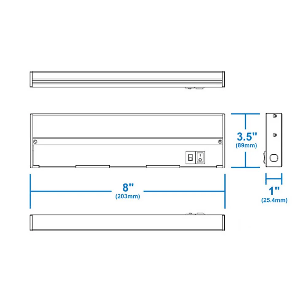 NUC-5 Series 8-inch Black Selectable LED Under Cabinet Light - Image 2