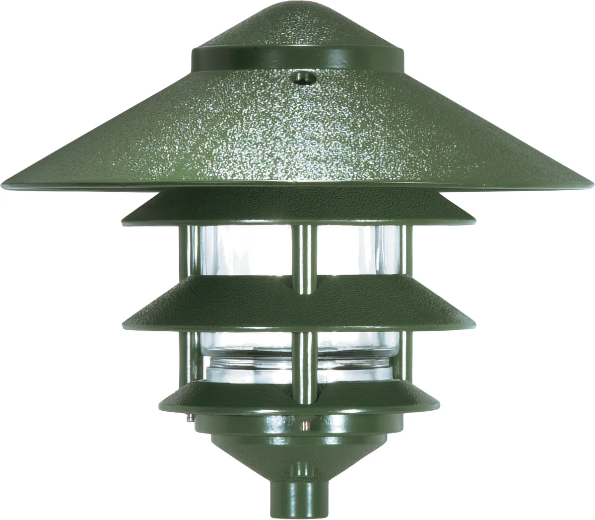 Nuvo 1-Light 100w 10" Hood - Pagoda Garden Fixture w/ 3 Louver in Green Finish