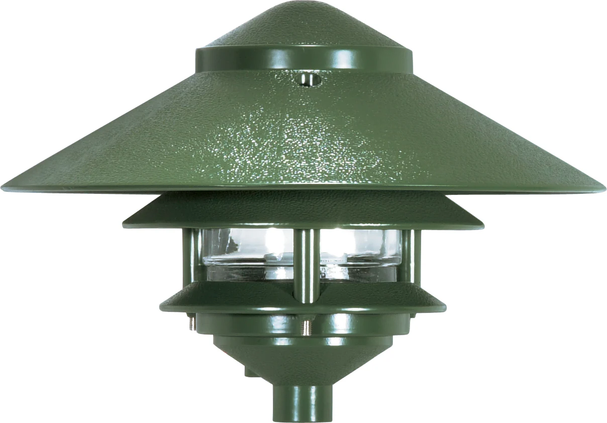 Nuvo 1-Light 75w 10" Hood - Pagoda Garden Fixture w/ 2 Louver in Green Finish