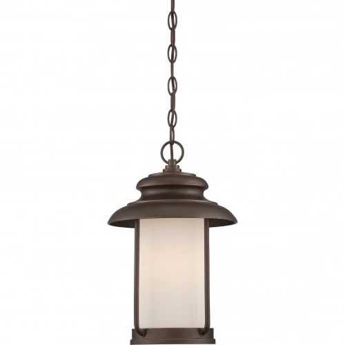 Nuvo 10 inch Bethany LED Outdoor Bronze Light Pendant Satin White Glass