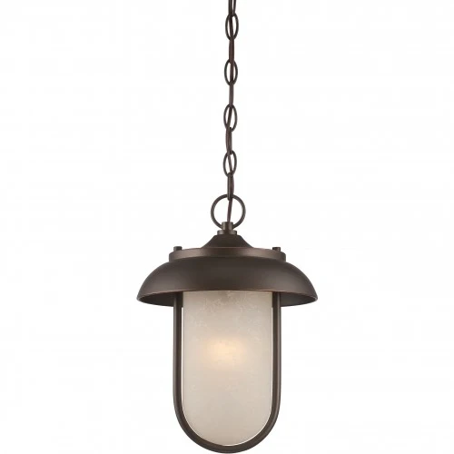 Nuvo 10 inch Tulsa LED Outdoor Bronze Light Pendant Satin Amber Glass