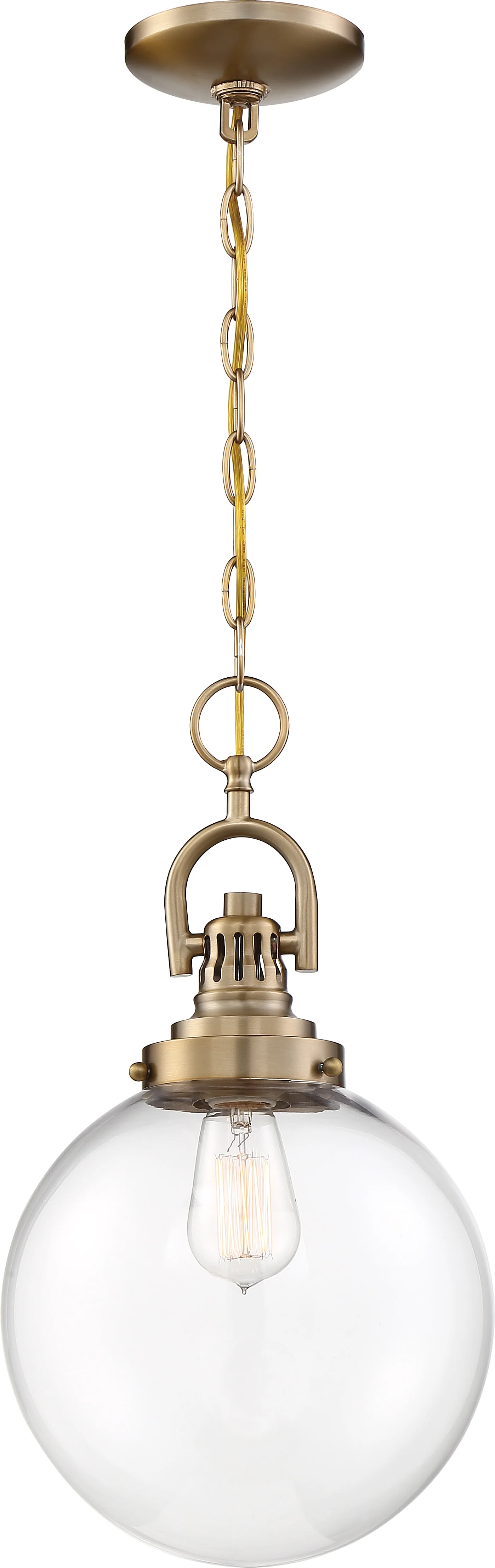 Nuvo 100W A19 Skyloft Pendants 1-Light 120v Burnished Brass & Clear Shade