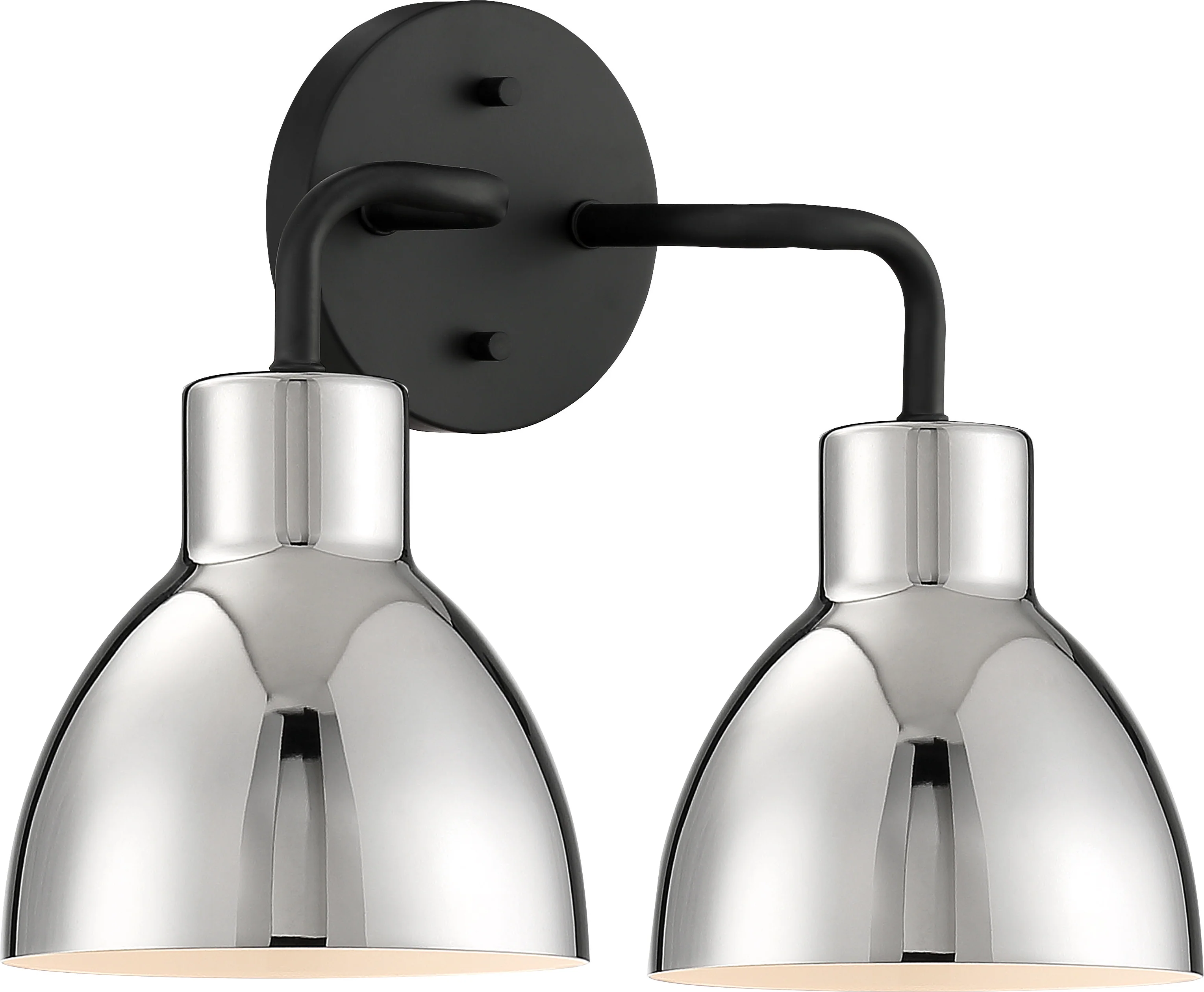 Nuvo 100W A19 Sloan Wall 2-Light 120v Matte Black & Polished Nickel Shade