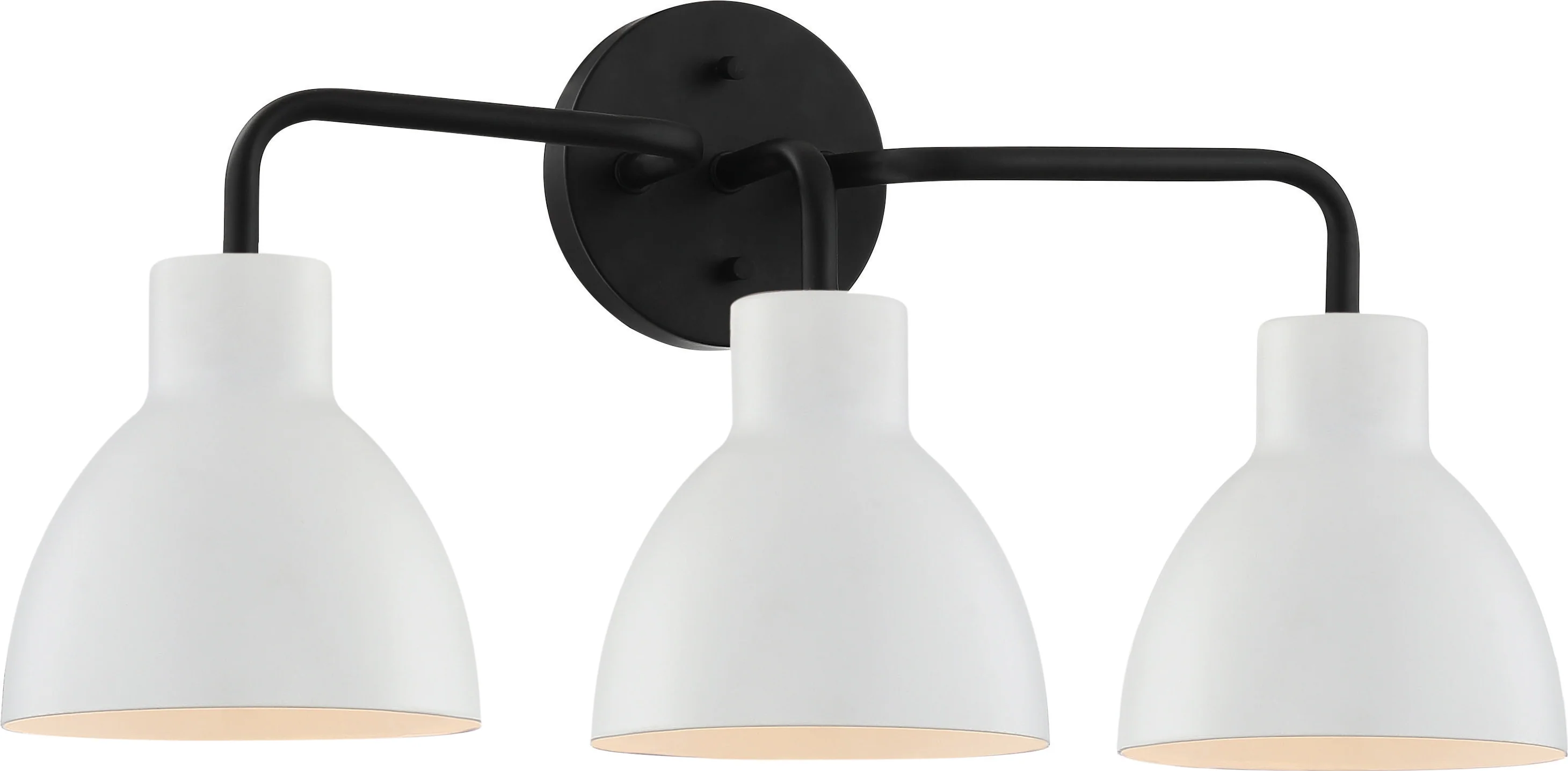 Nuvo 100W A19 Sloan Wall 3-Light 120v Matte Black & White Shade