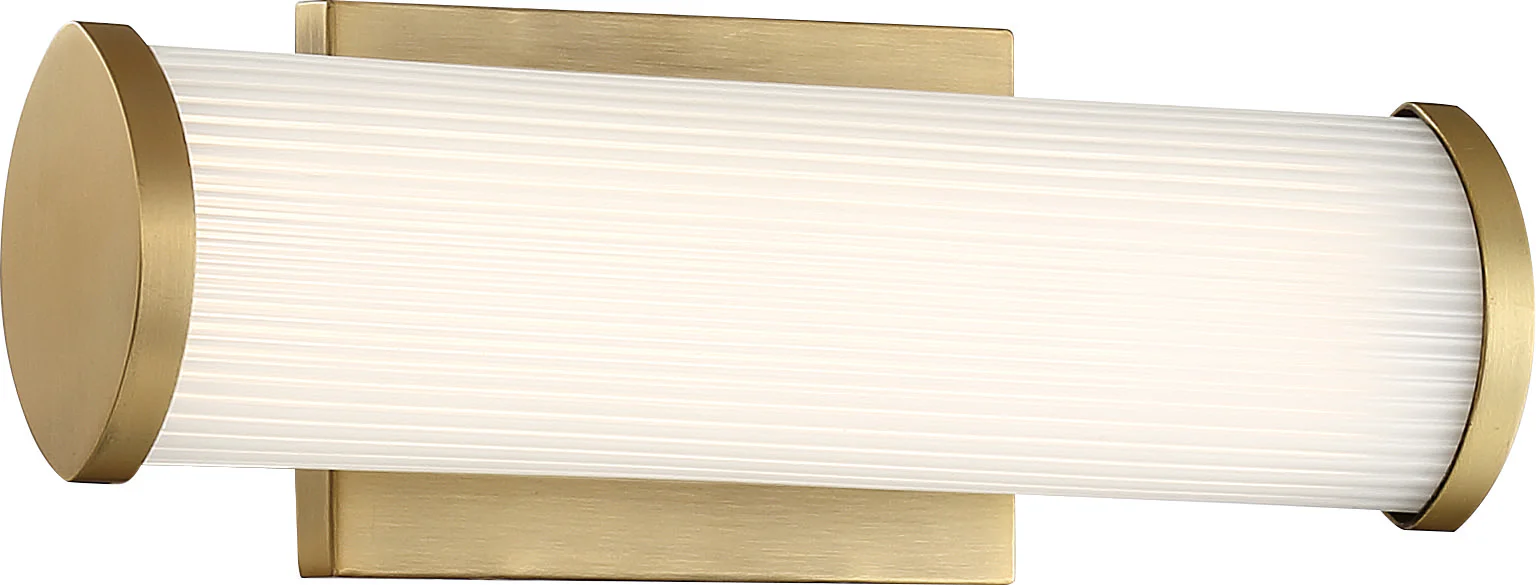 Nuvo 13w LED Module Lena Wall 1-Light 120v Brushed Brass & Striped Lens 3000k