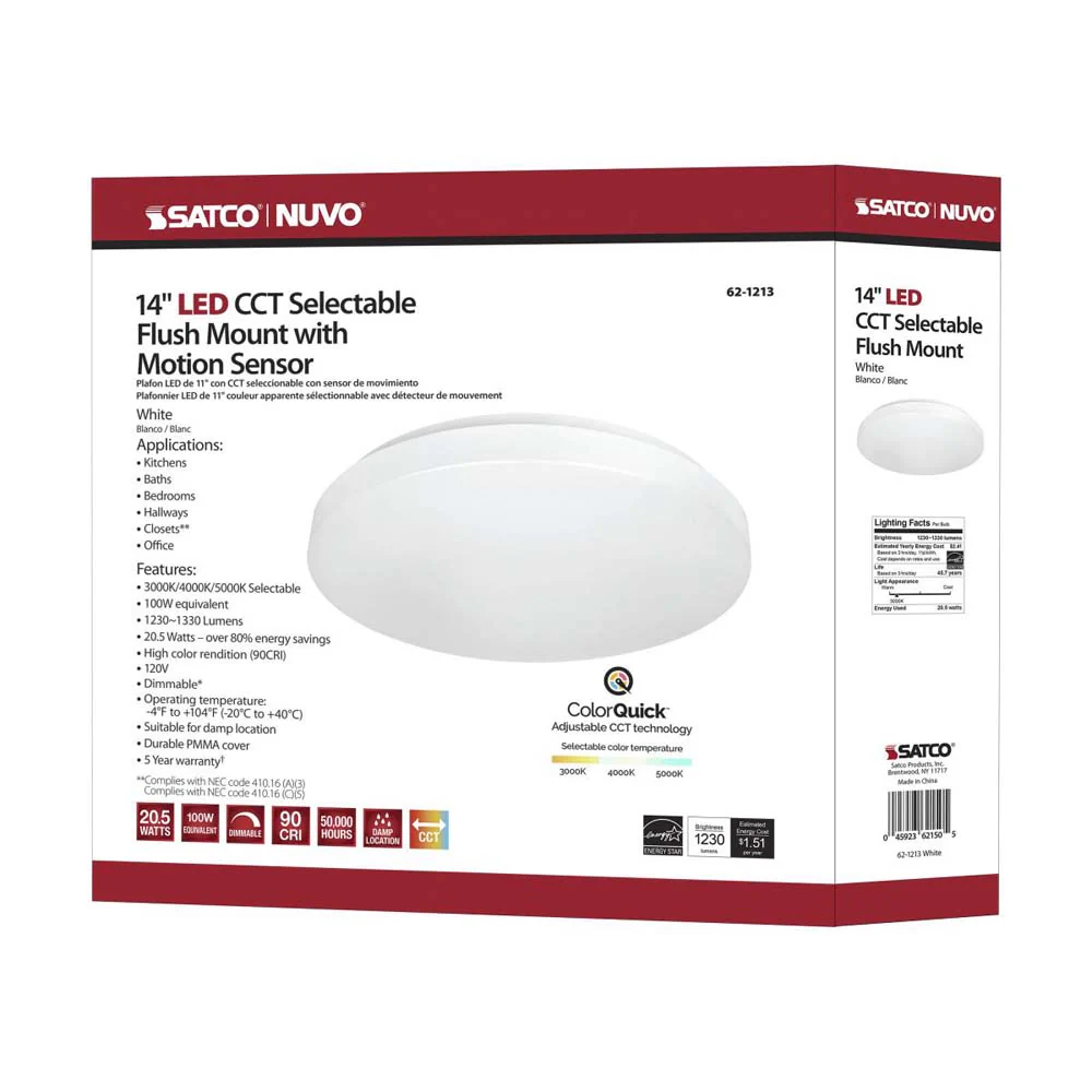 Nuvo 14-in LED Fixture Acrylic Flush Mounted CCT Selectable w/ Microwave Sensor - Image 10