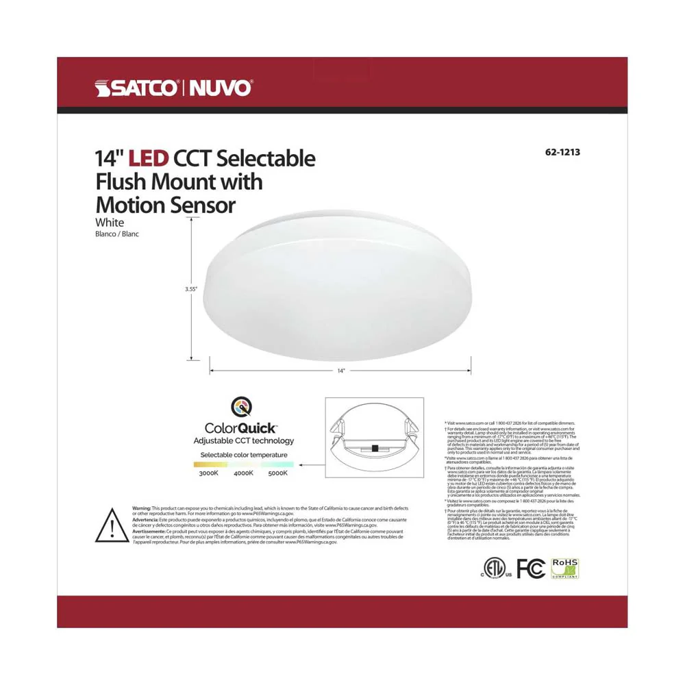 Nuvo 14-in LED Fixture Acrylic Flush Mounted CCT Selectable w/ Microwave Sensor - Image 9