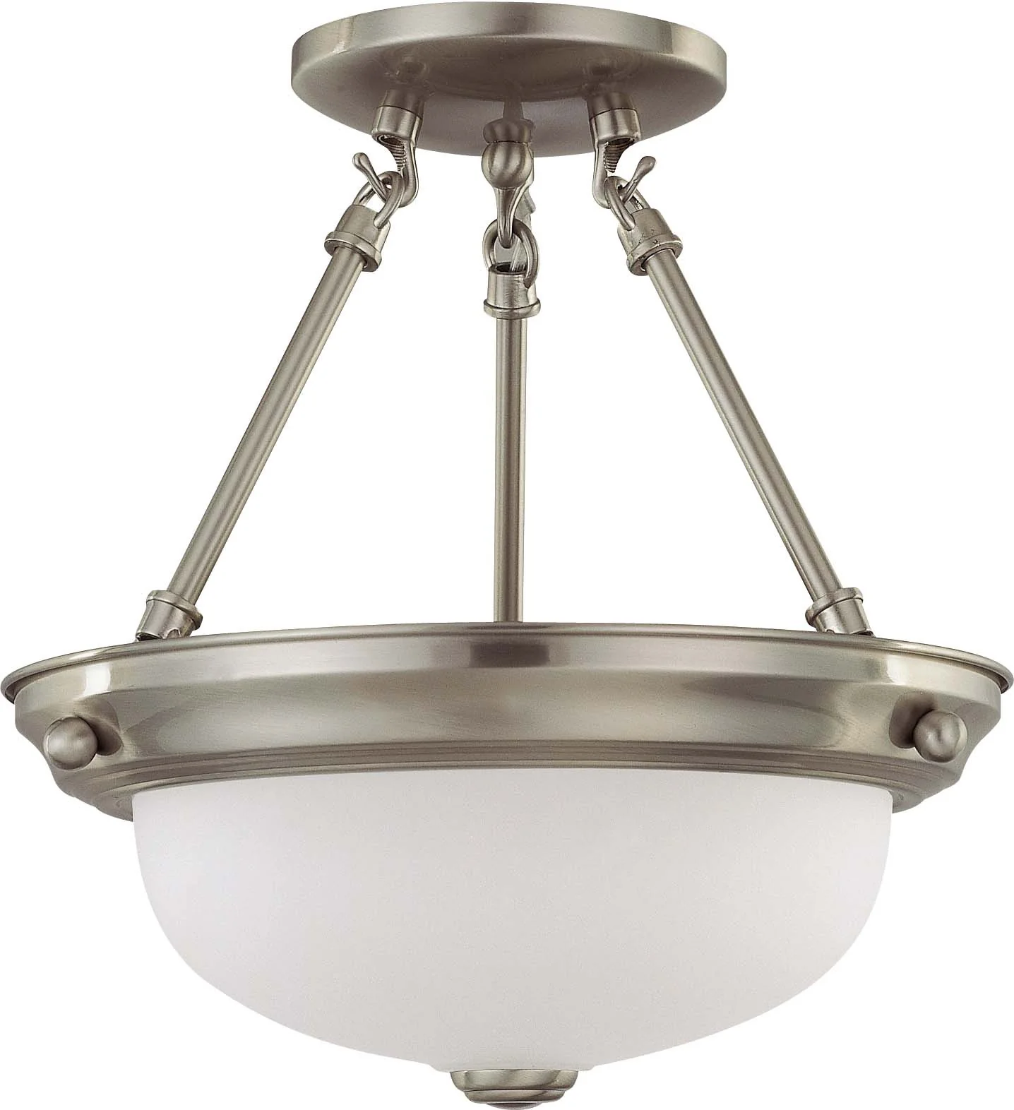Nuvo 2 Light 11 inch Semi-Flush w/ Frosted White Glass