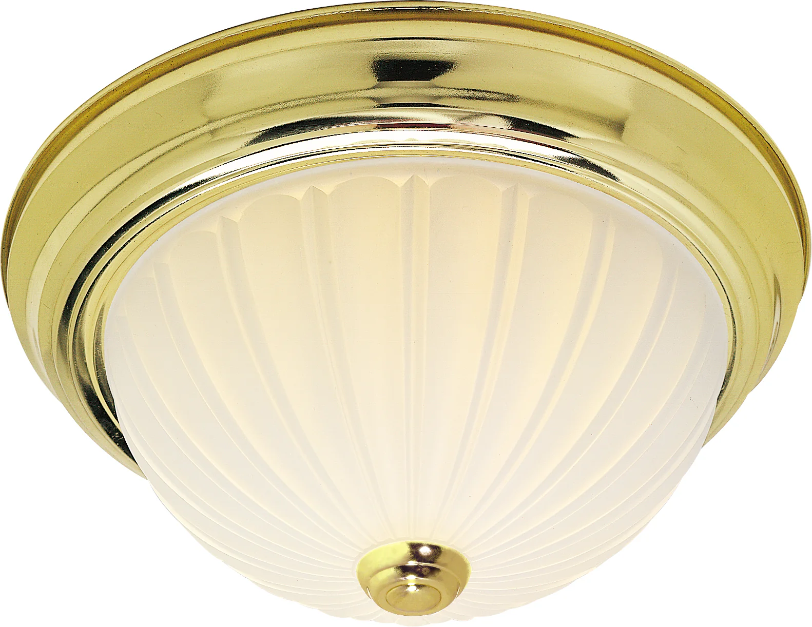 Nuvo 2-Light 13" Flush Mount w/ Frosted Melon Glass in Polished Brass Finish