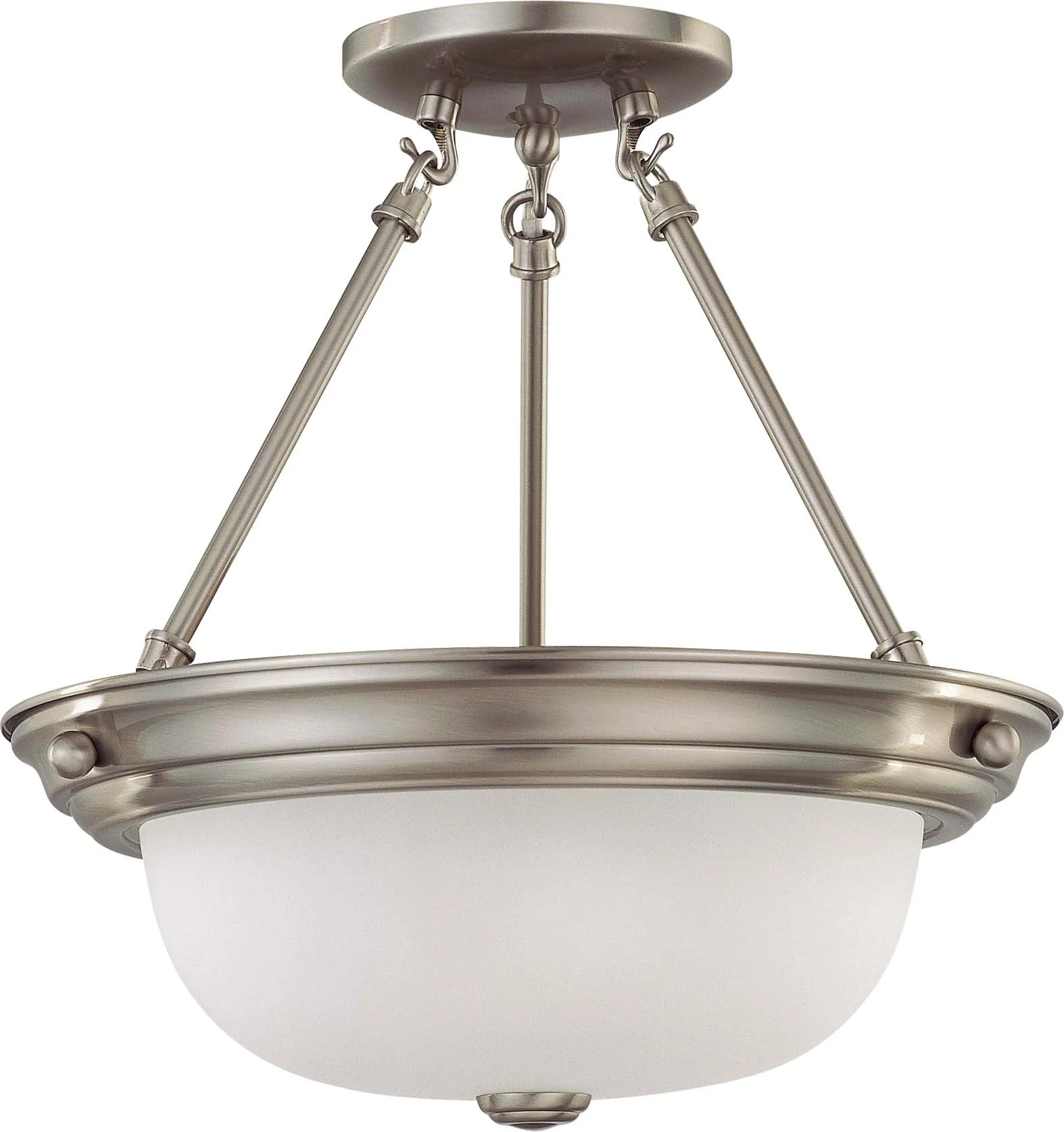 Nuvo 2 Light 13 inch Semi-Flush w/ Frosted White Glass