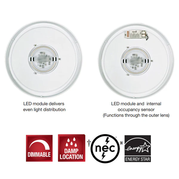 Nuvo 20.5w LED 14 inch Rounded LED Flush Mount with Occupancy Sensor - 3000K - Image 2