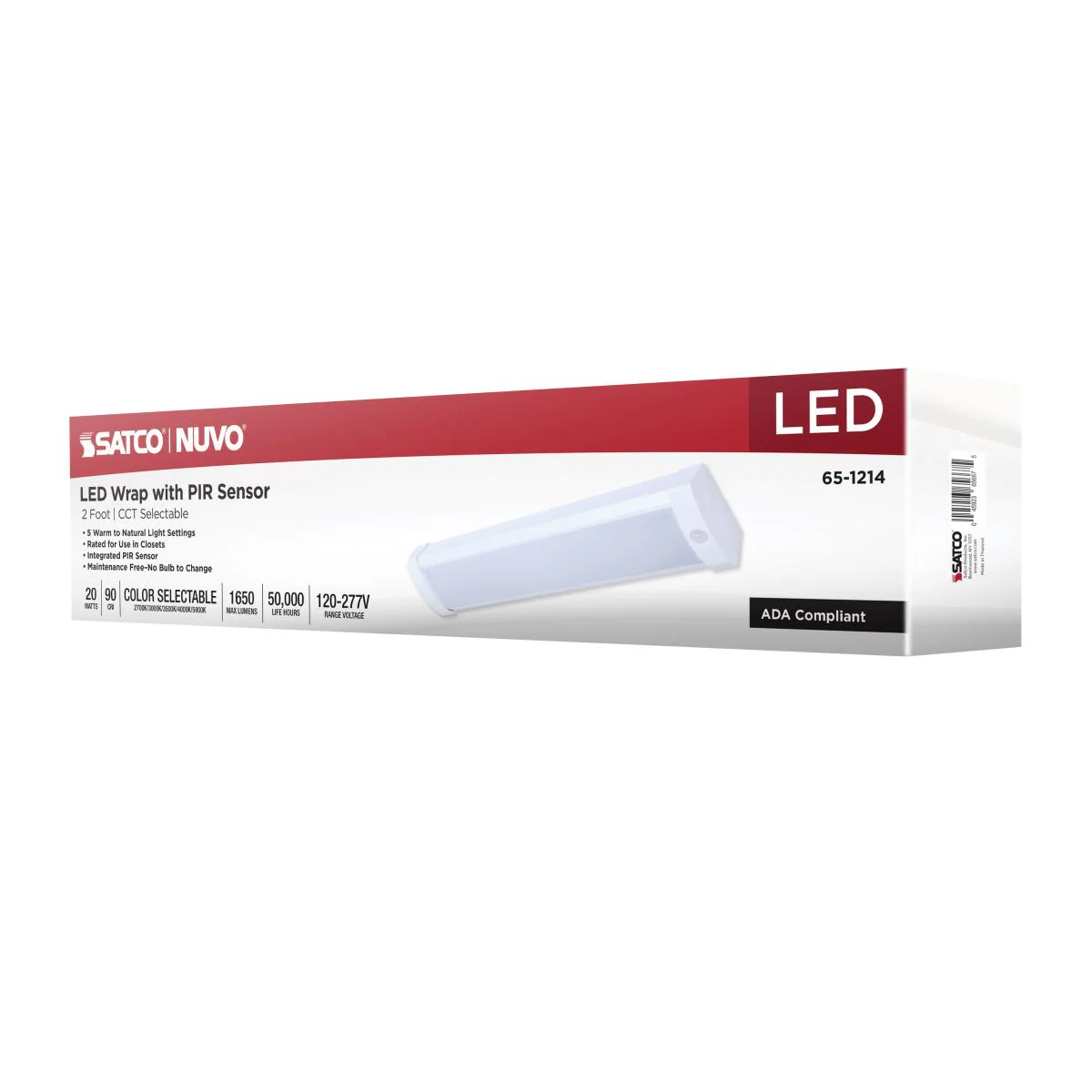 Nuvo 20w LED 2FT Wrap with PIR Motion Sensor CCT Selectable White Finish - Image 6