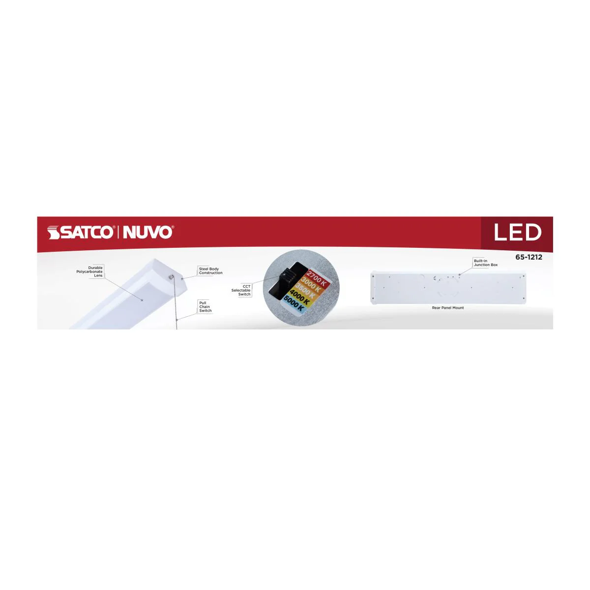Nuvo 20w LED 2FT Wrap with Pull Chain CCT Selectable White Finish - Image 5
