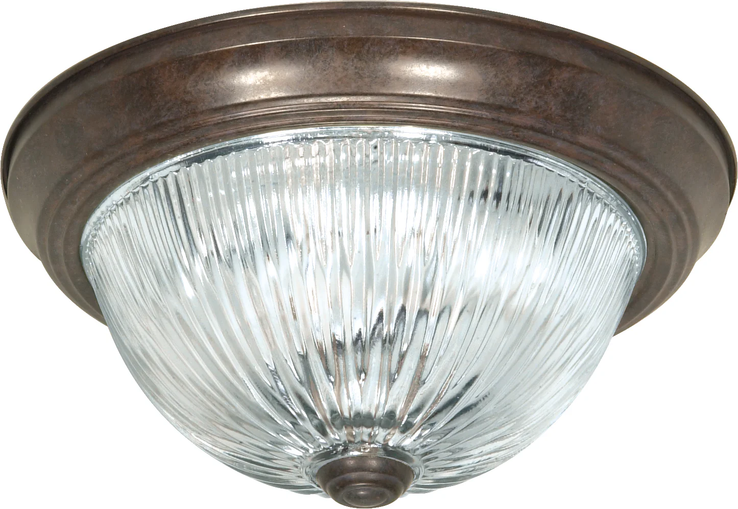 Nuvo 3-Light 15" Flush Mount w/ Clear Ribbed Glass in Old Bronze Finish