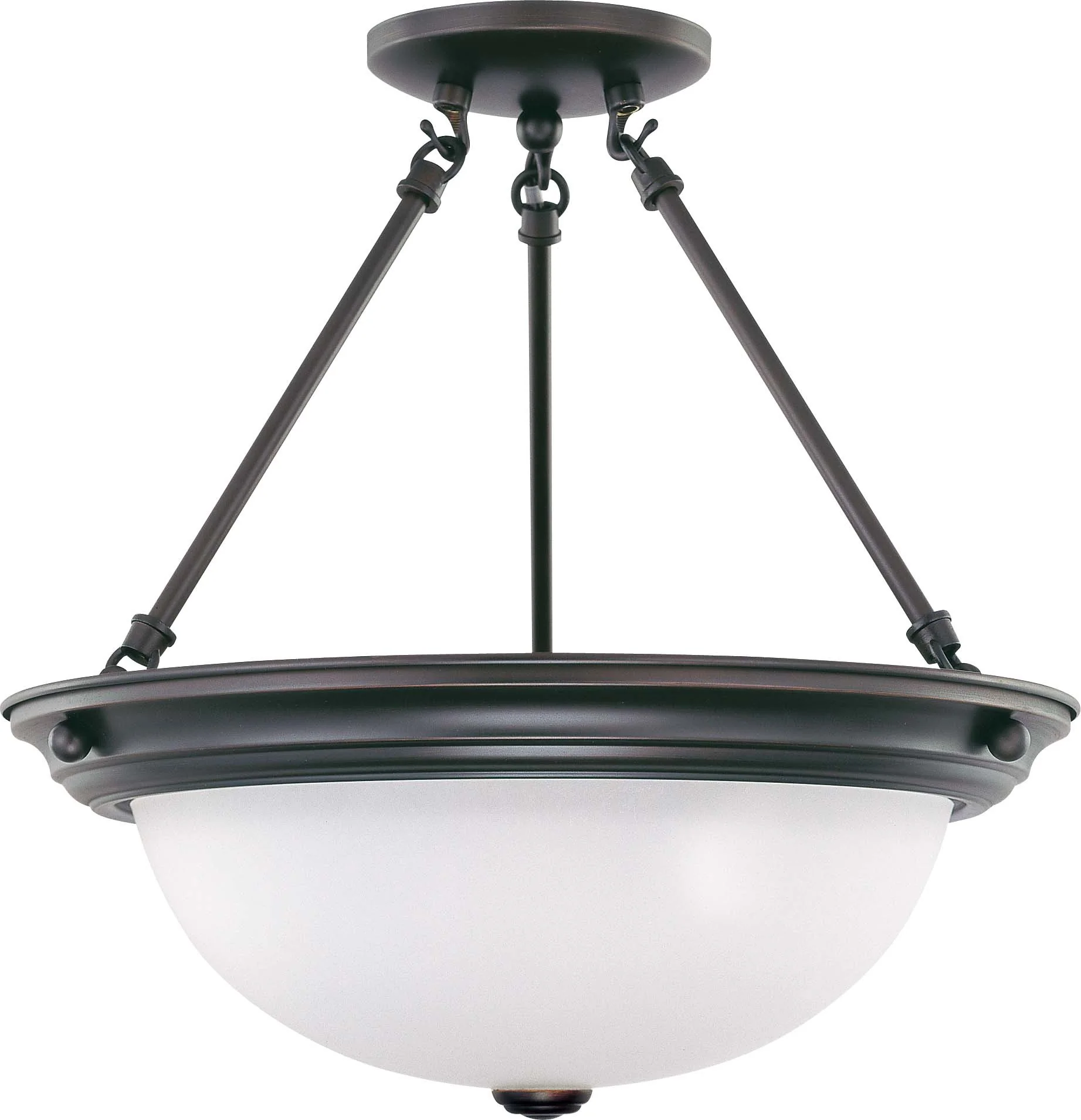 Nuvo 3 Light 15 inch Semi-Flush w/ Frosted White Glass