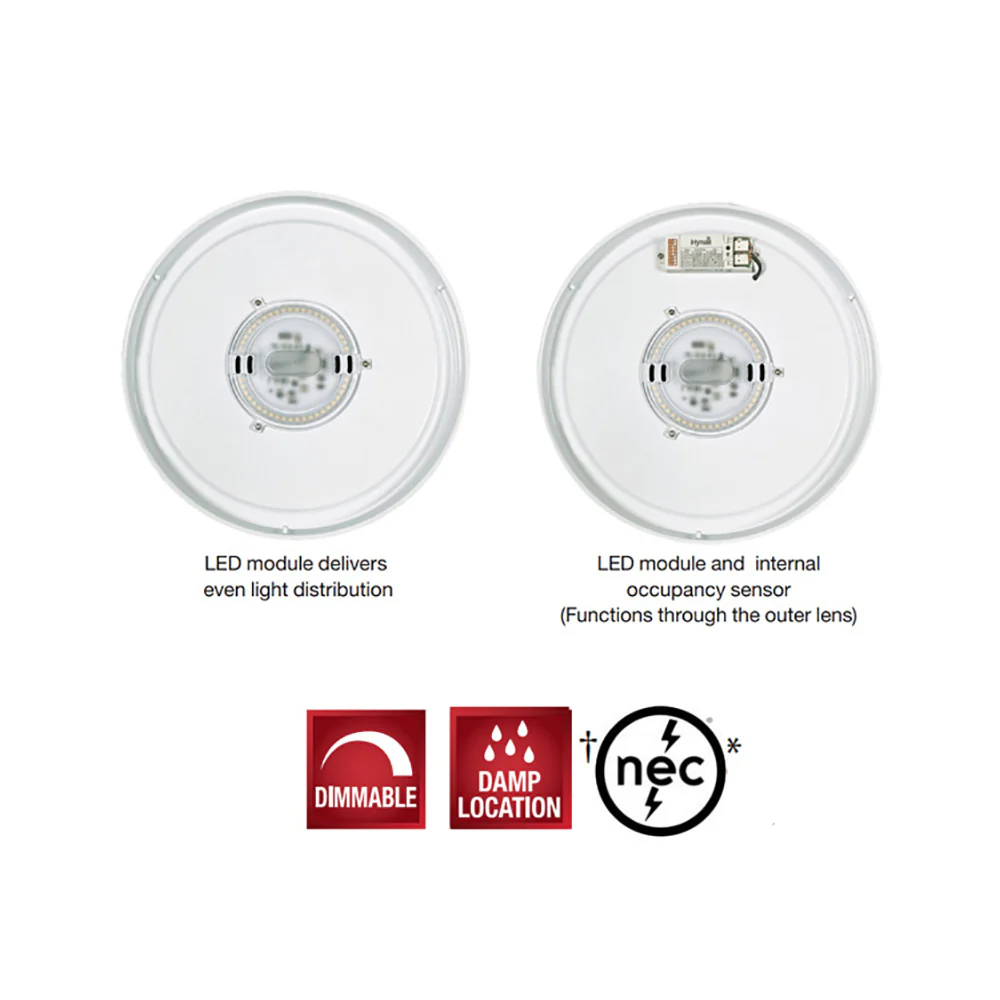 Nuvo 32.5w LED 19 inch Rounded LED Flush Mount with Occupancy Sensor - 3000K - Image 2
