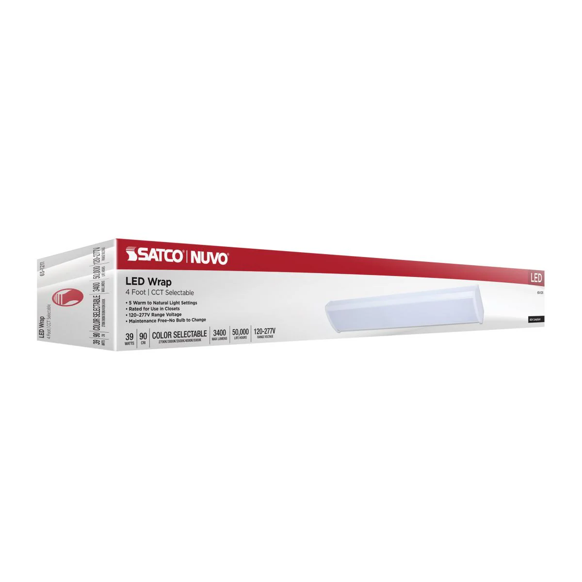 Nuvo 39w LED 4FT Wrap CCT Selectable White Finish - Image 4