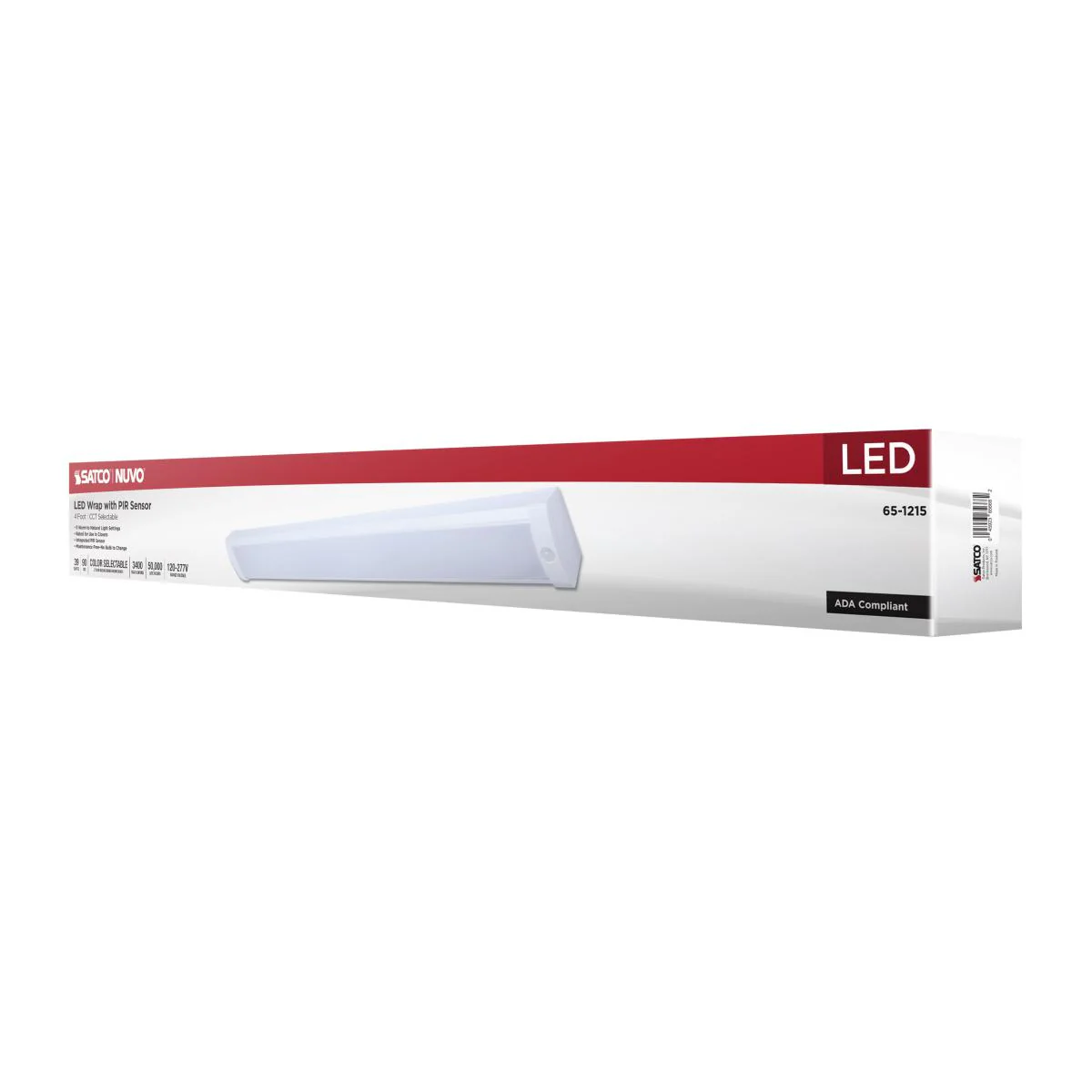 Nuvo 39w LED 4FT Wrap with PIR Motion Sensor CCT Selectable White Finish - Image 6