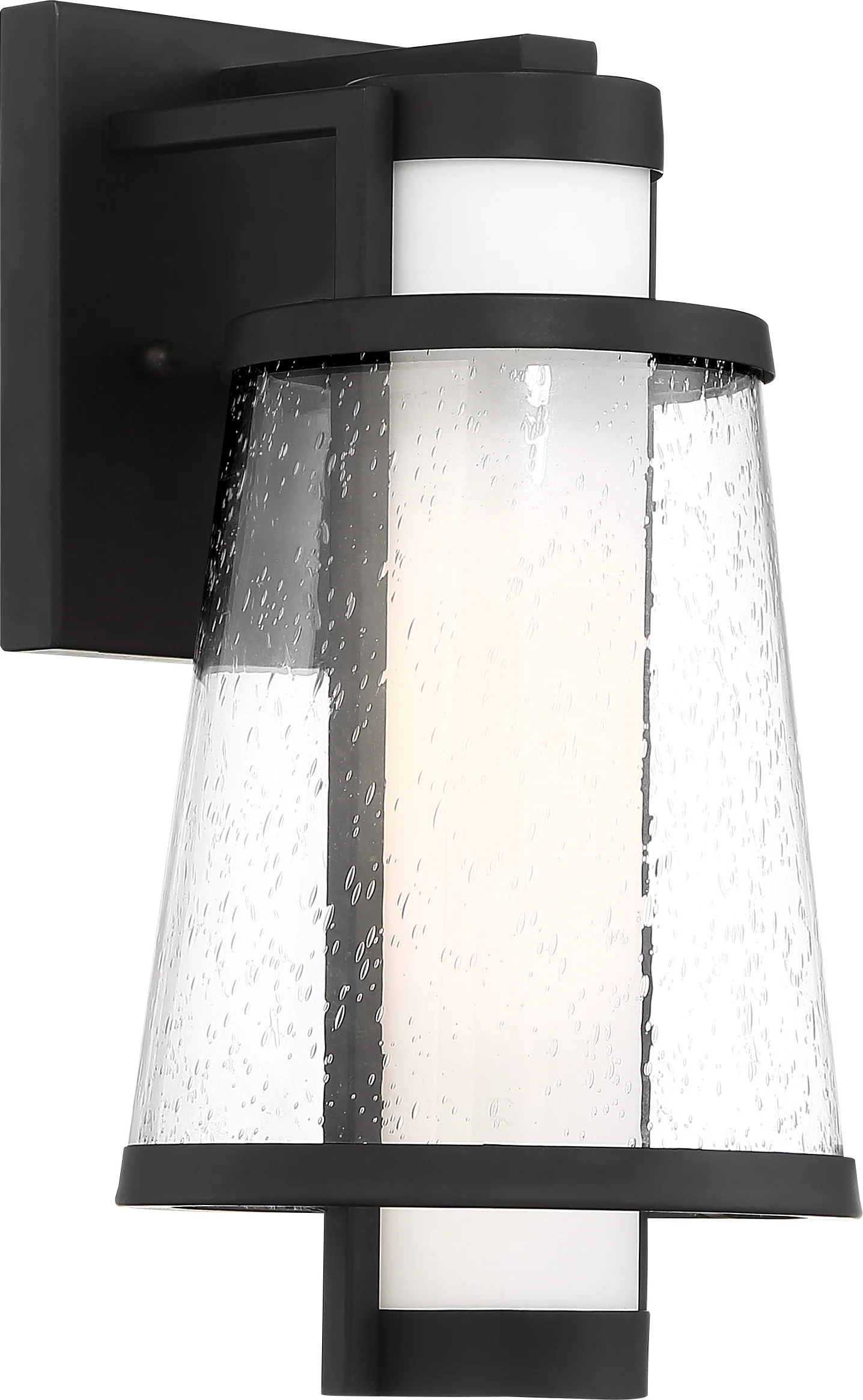 Nuvo 60w A19 Anau Outdoor Wall Light 120v Matte Black & Clear Seeded Glass
