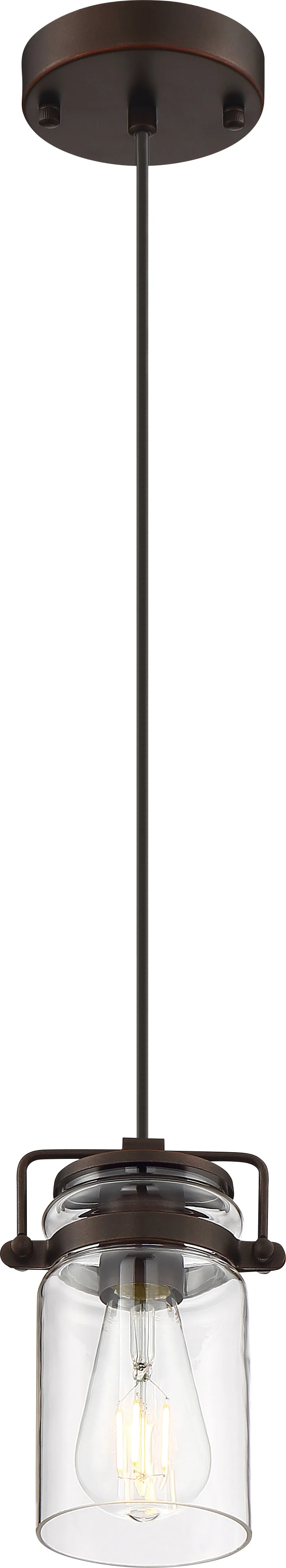 Nuvo 60w A19 Antebellum Mini Pendants 120v Mahogany Bronze & Clear Shade