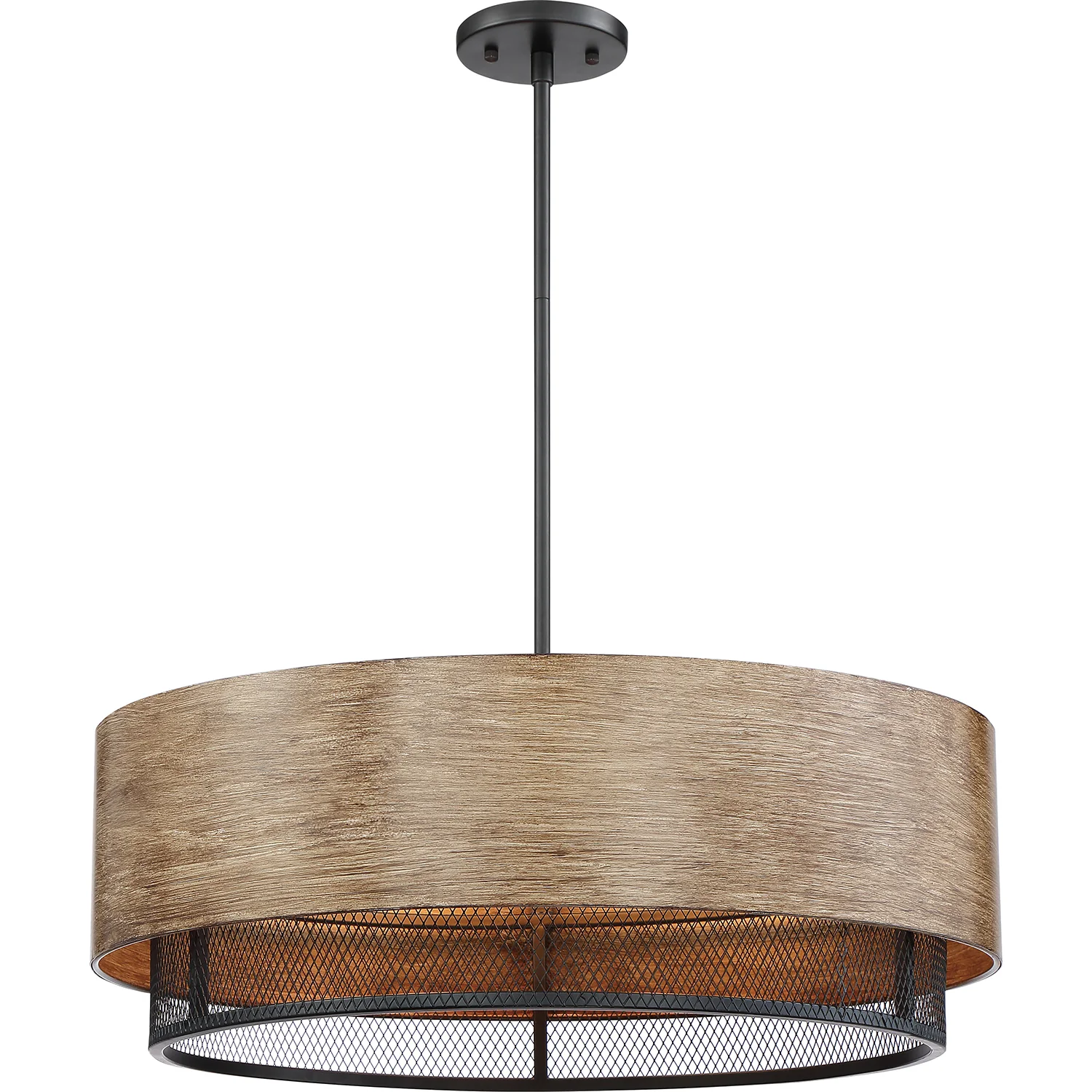 Nuvo 60w A19 Barrique Pendants 5-Light 120v Black Honey Wood finish