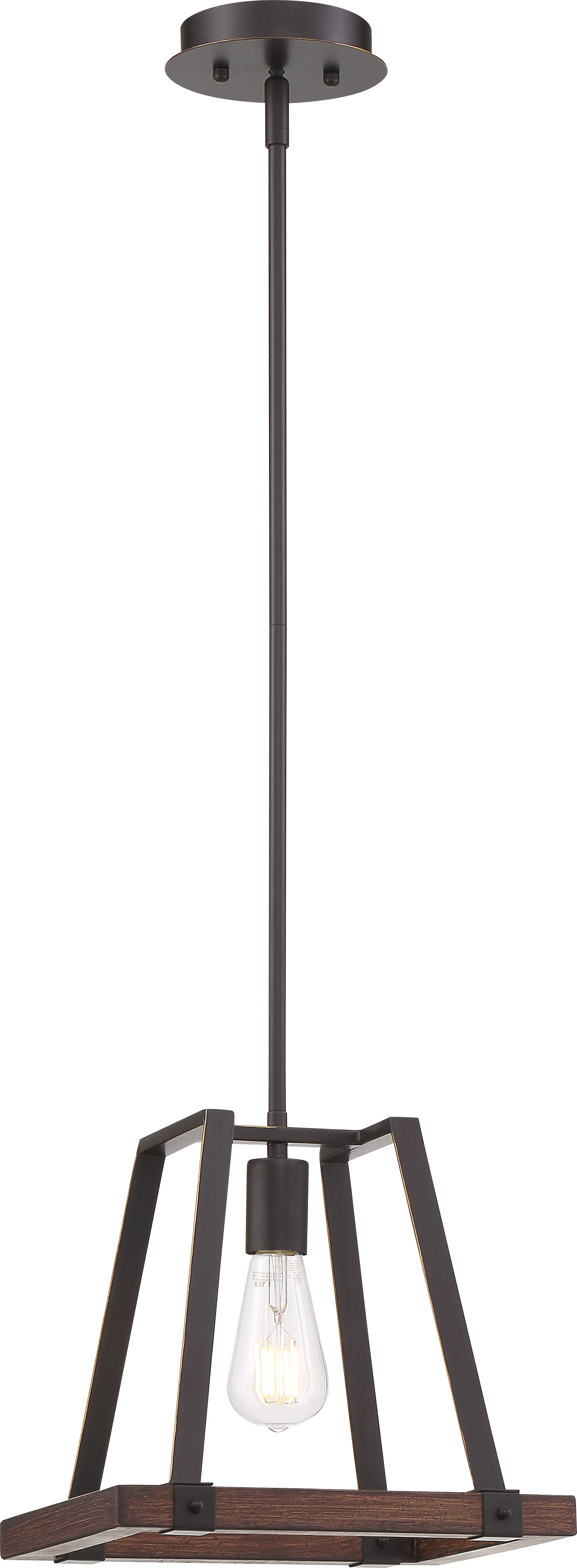 Nuvo 60w A19 Outrigger Mini Pendants 120v Mahogany Bronze Nutmeg Wood finish