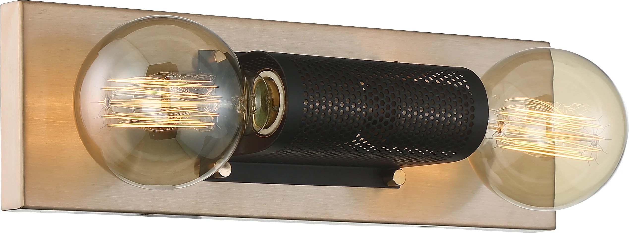 Nuvo 60w G25 Passage Wall 2-Light 120v Copper Brushed Brass with Black finish