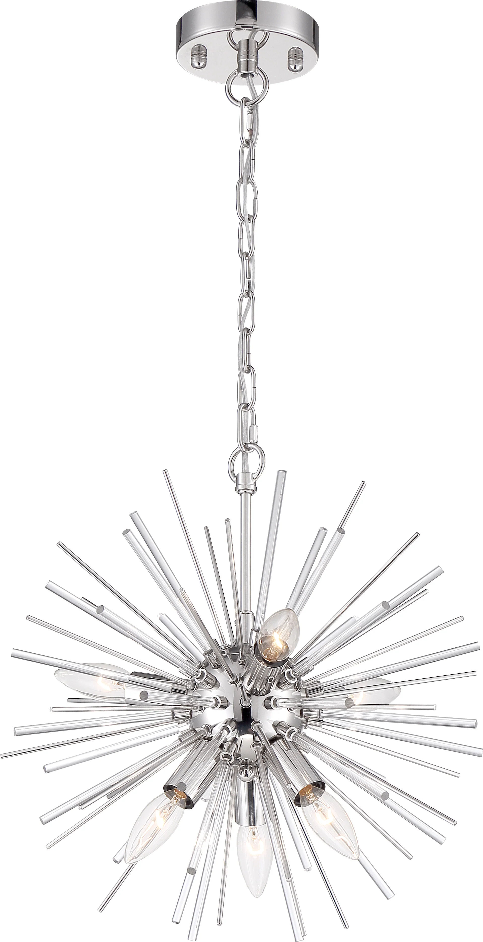 Nuvo 60w Type B Cirrus Chandelier 6-Light 120v Polished Nickel finish