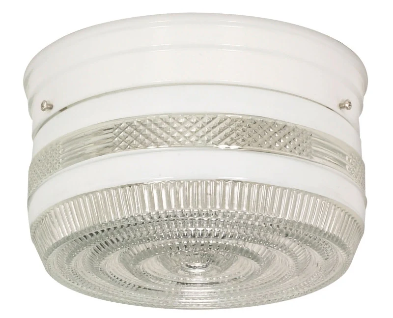 Nuvo 77-098 Two Lights White Medium Drum Shade Flush Mount Ceiling Fixture