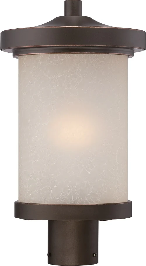 Nuvo 9 inch Diego LED Outdoor Post Bronze Light Pendant Satin Amber Glass