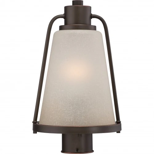Nuvo 9 inch Tolland LED Outdoor Post Bronze Light Pendant Champagne Linen Glass
