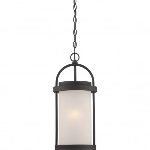 Nuvo 9 inch Willis LED Outdoor Black Light Pendant Antique White Glass