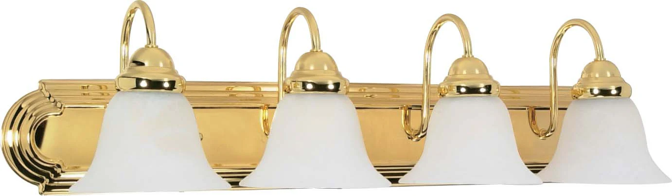 Nuvo Ballerina - 4 Light - 30 inch - Vanity - w/ Alabaster Glass Bell Shades