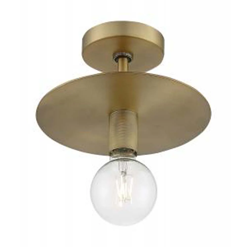 Nuvo Bizet 1-Light Semi Flush w/ Vintage Brass Finish